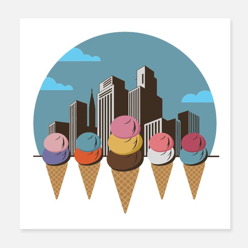 Ville de la crème glacée Poster 20 x 20 cm