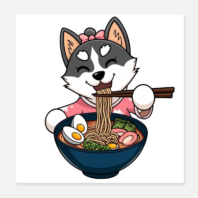 Ramen Husky Poster 20 x 20 cm