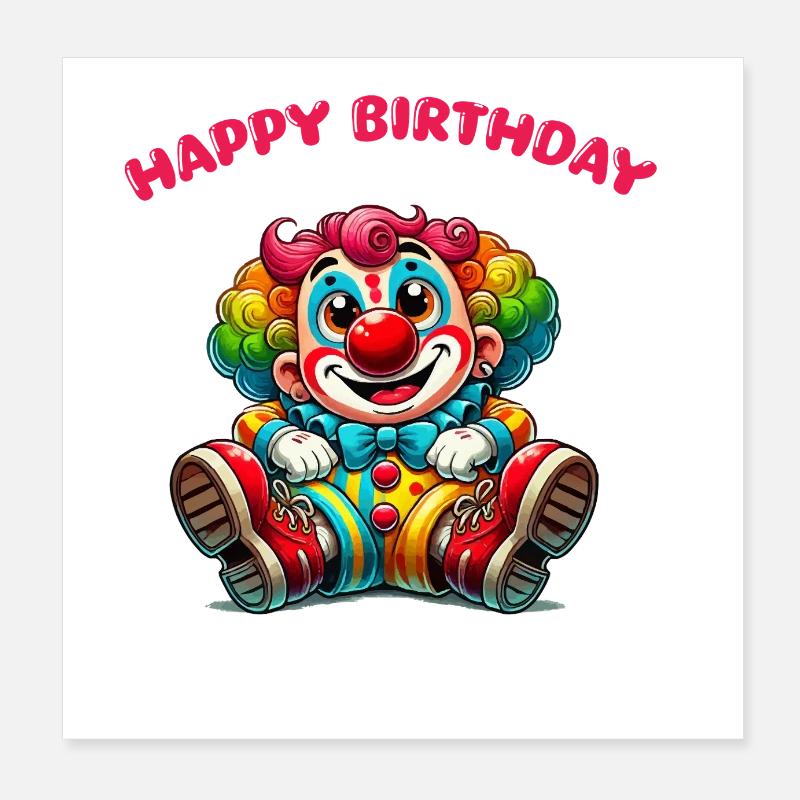 Clown Comique Anniversaire Poster 20 x 20 cm