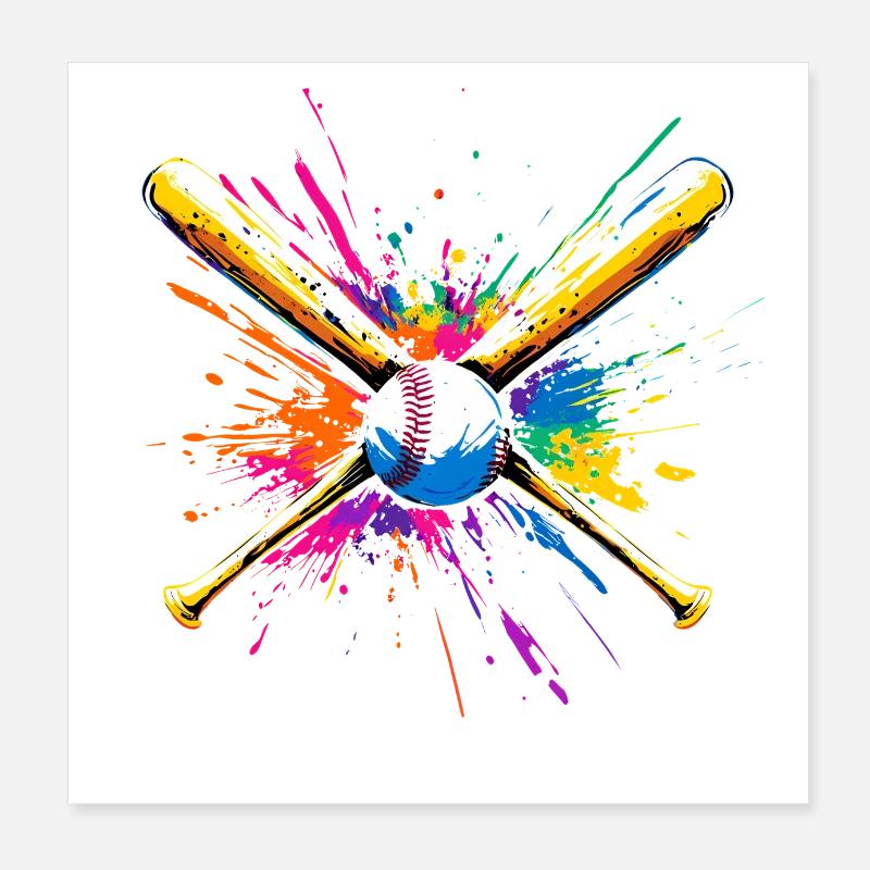 Baseball Schläger Bunt Poster 20x20 cm
