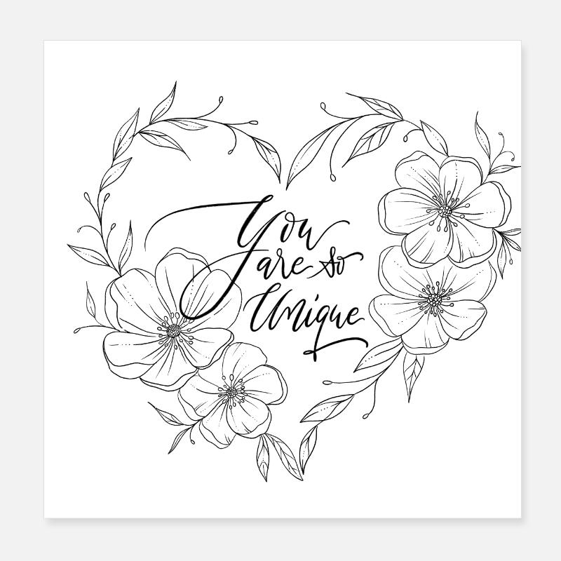 Herz mit Blumen und Liebeserklärung Poster 20x20 cm