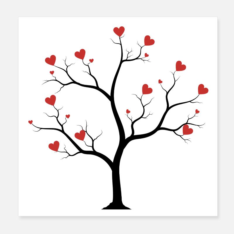 arbre avec des cœurs Poster 20 x 20 cm
