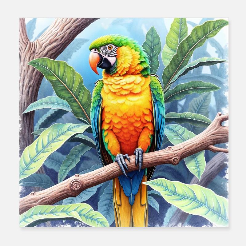 Perroquet - Poster 20 x 20 cm - blanc
