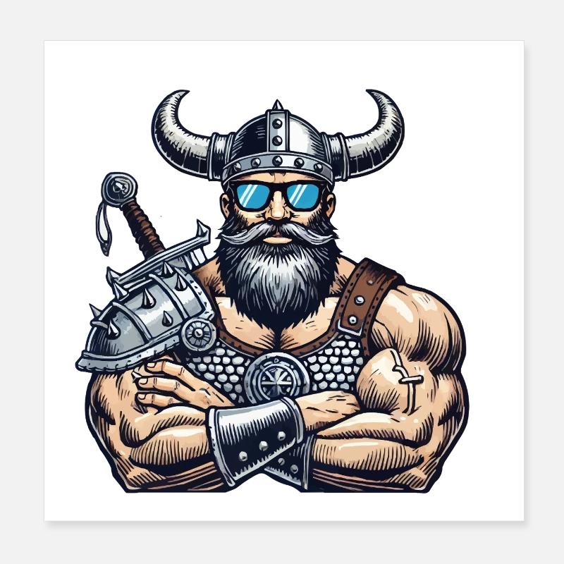 Viking Sunglasses Poster 8" x 8" (20x20 cm)