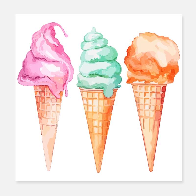 Eiskrem Glace Poster 20x20 cm