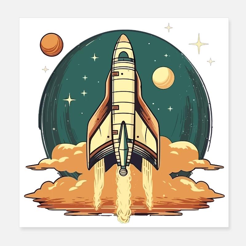 Vintage Design - Rocket Poster 8" x 8" (20x20 cm)