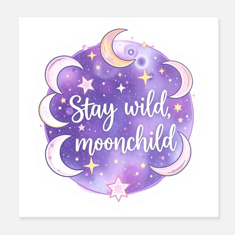 Mystical Moonchild Celestial Boho Astrology Poster 8" x 8" (20x20 cm)