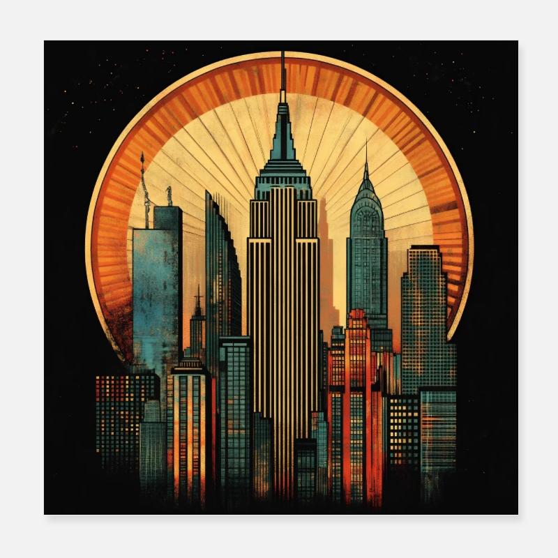 New York Art Deco Poster 20x20 cm