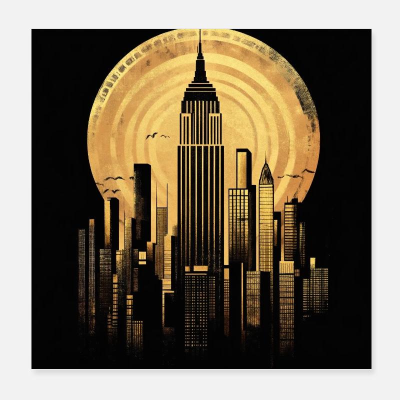 New York gold 2 Poster 20x20 cm