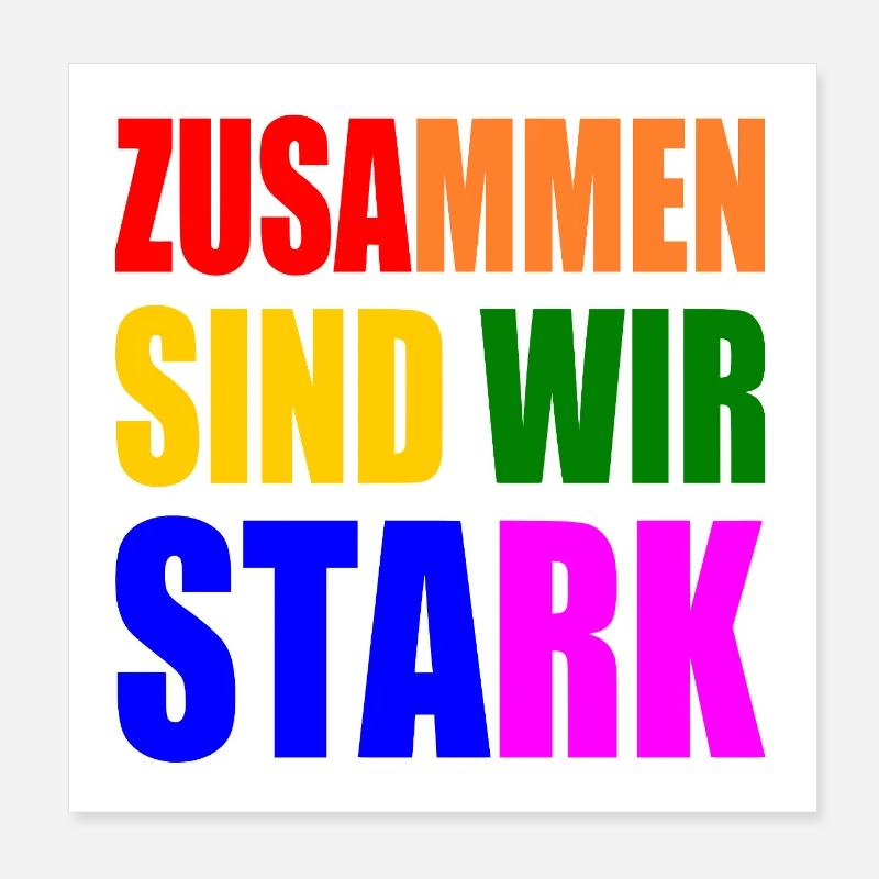zusammen sind wir stark Poster 20x20 cm