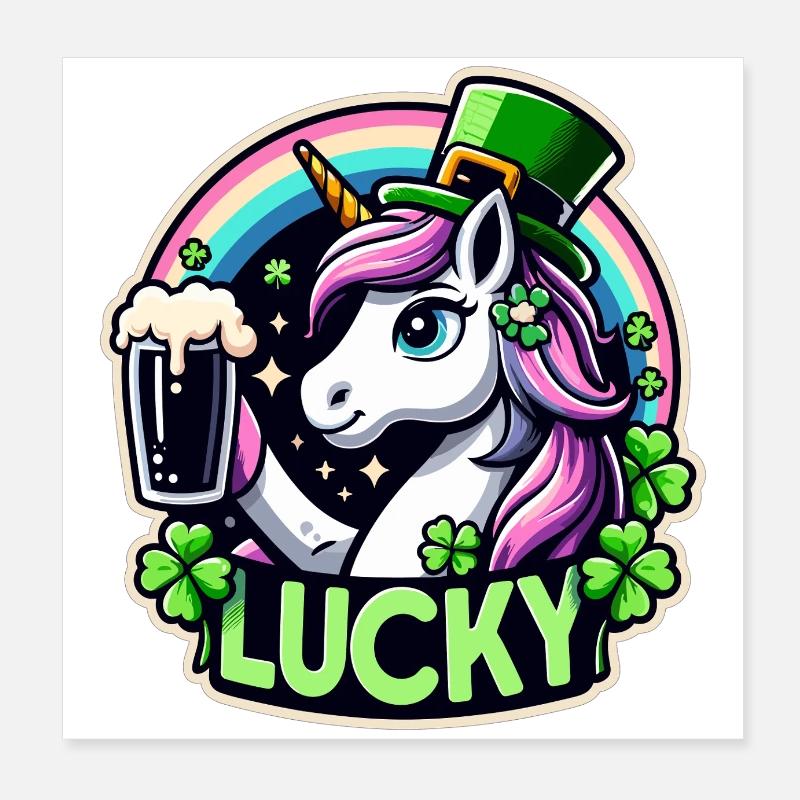 Saint-Patrick Leprechaun Licorne Heureux Poster 20 x 20 cm