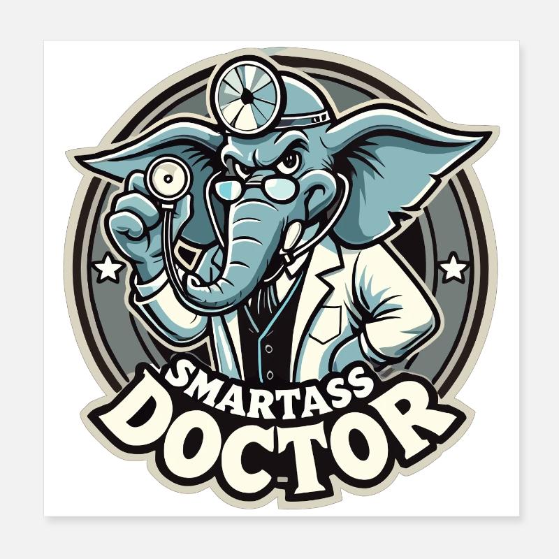 Klugscheißer Arzt Elefant witzig Geschenk Poster 20x20 cm