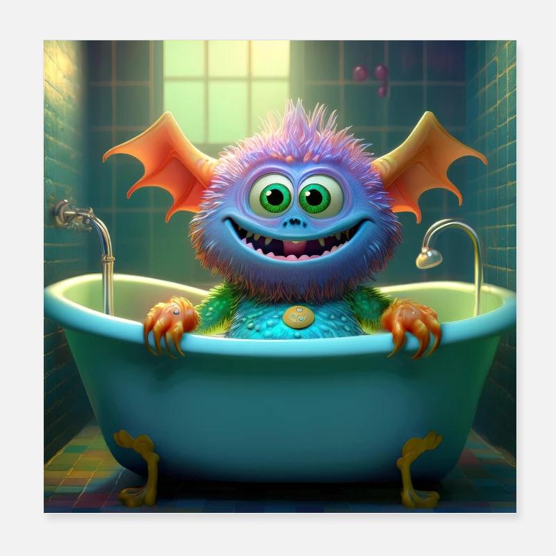 Petits bains de monstres Poster 20 x 20 cm