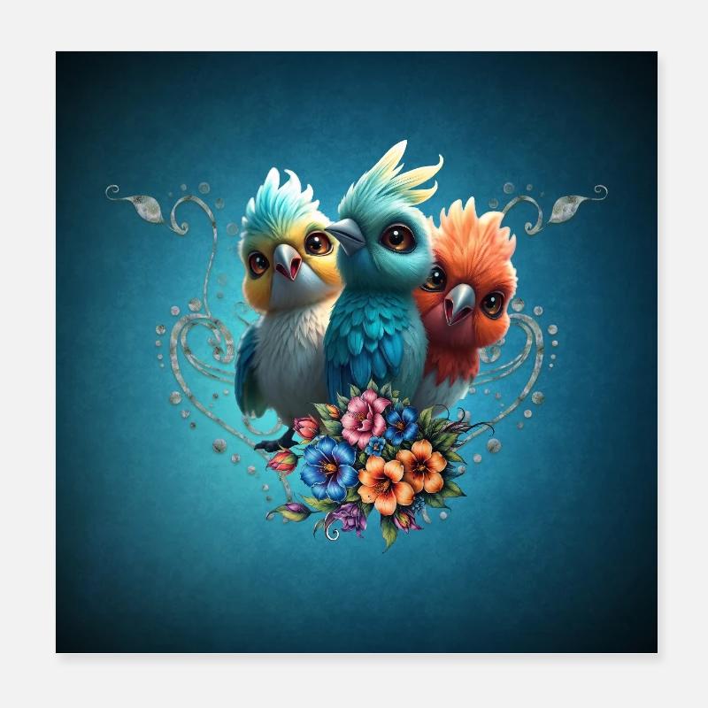 Le gang de l’oiseau heureux Poster 20 x 20 cm