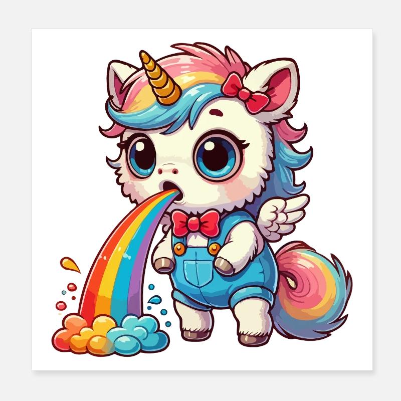 puking unicorn Poster 8" x 8" (20x20 cm)