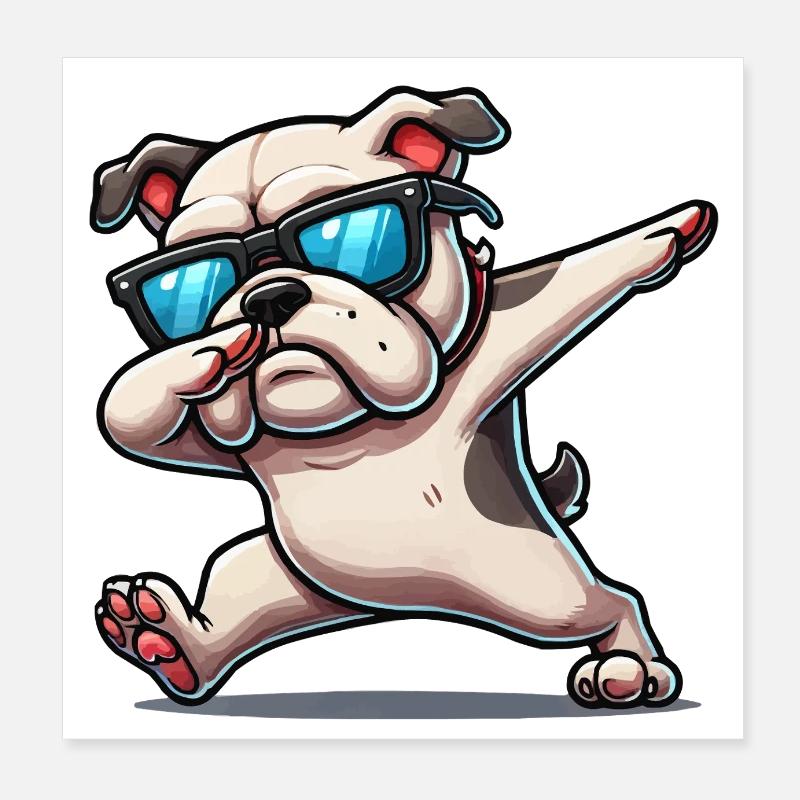 Chien Dabbing Bulldog Poster 20 x 20 cm