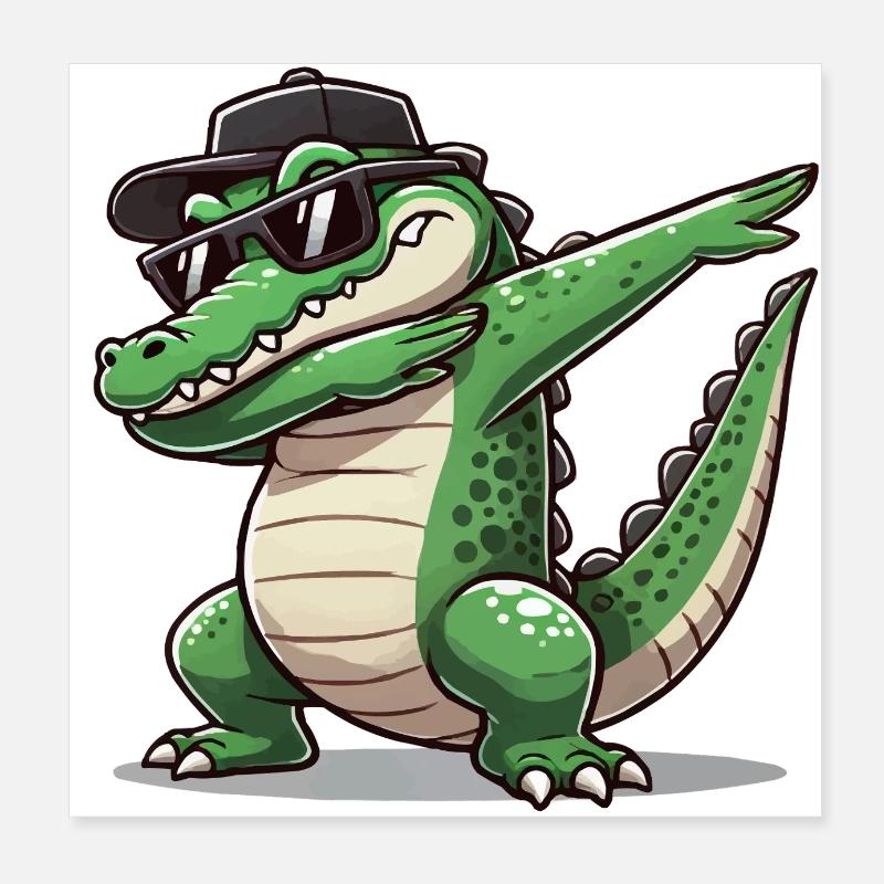 crocodile bande dessinée dabbing Poster 20 x 20 cm