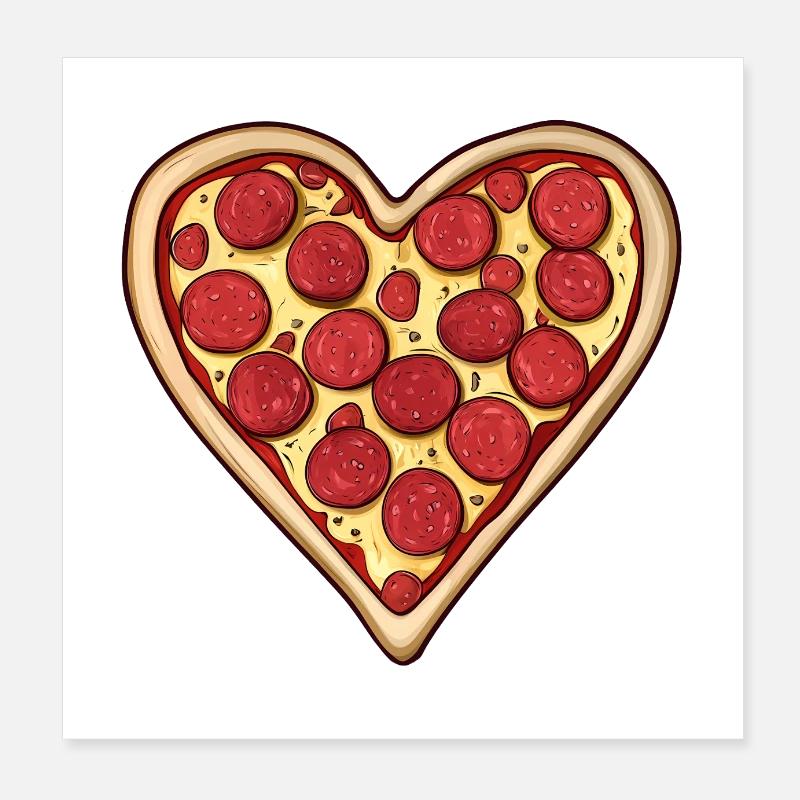 Pizza Herz Valentinstag Geschenk Poster 20x20 cm