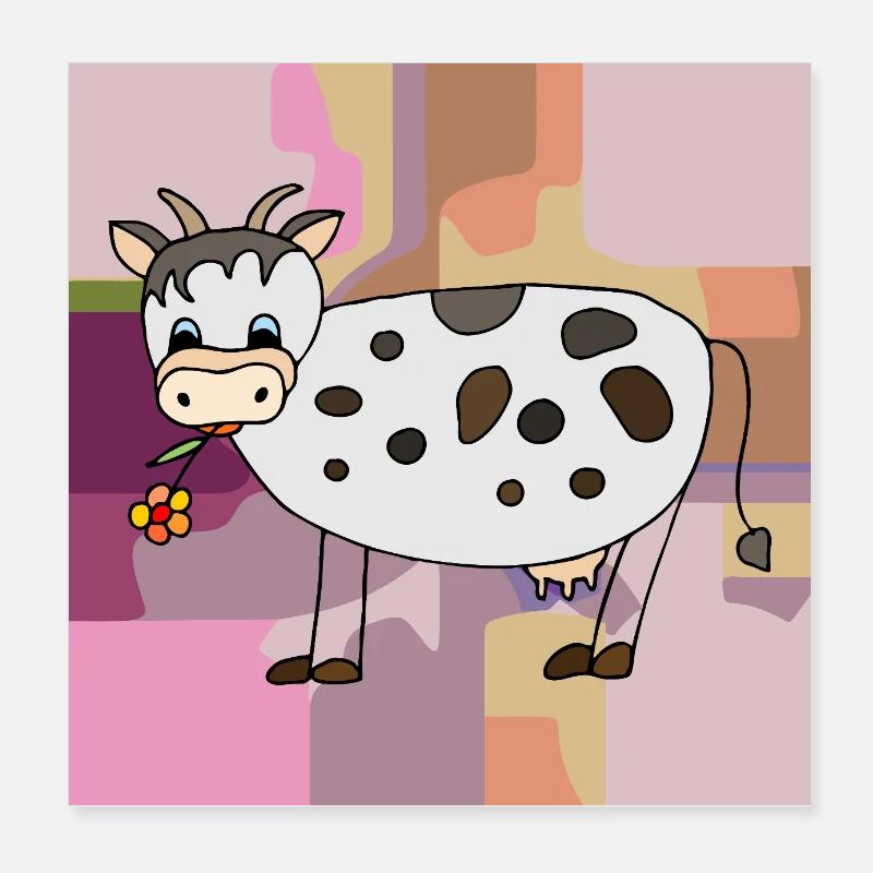 Cow Poster 8" x 8" (20x20 cm)