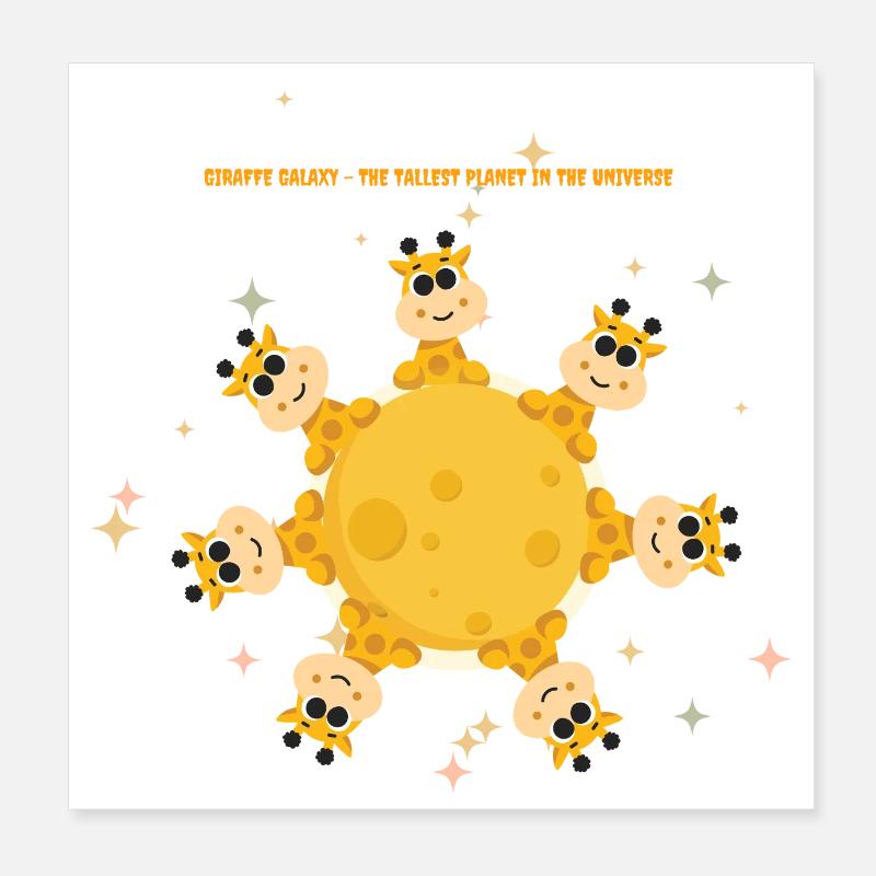Stand Tall, Stay Unique – Cute Giraffe Motivationa Poster 8" x 8" (20x20 cm)