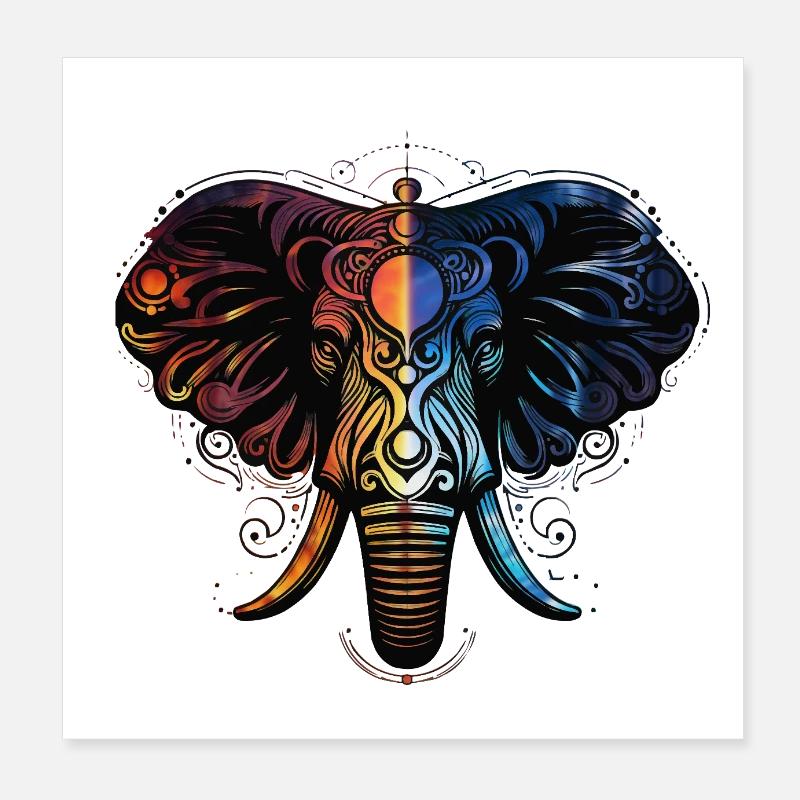 Elephant Feuer Wasser Poster 20x20 cm