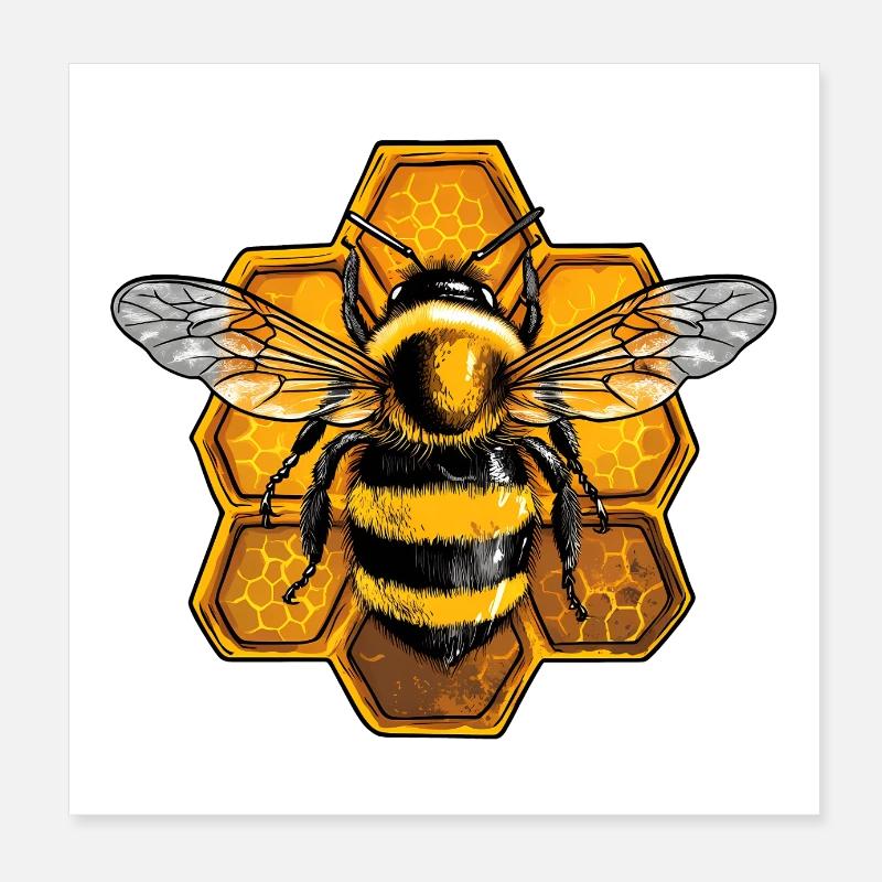 Honey Bee Beekeeper Gift Poster 8" x 8" (20x20 cm)