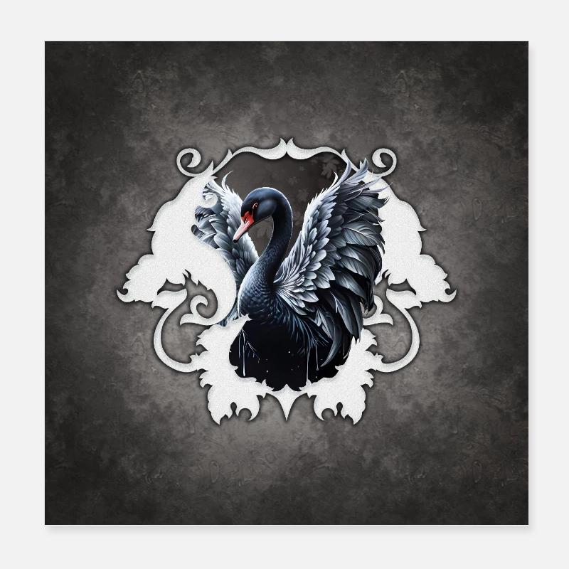In the shadow of elegance: A black swan. Poster 8" x 8" (20x20 cm)
