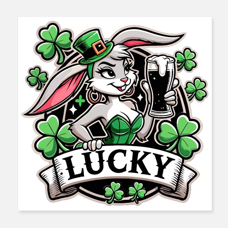 Saint-Patrick Bunny Bunny Bunny Happy Poster 20 x 20 cm