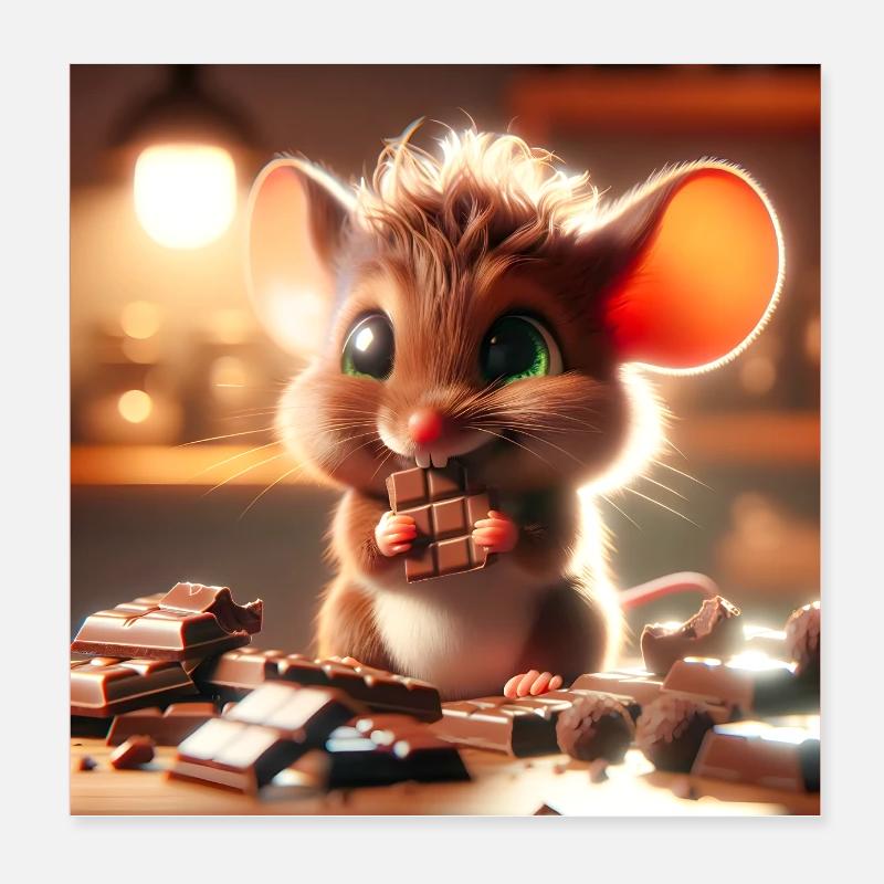 Kleines Schokoladen Mäuschen Poster 20x20 cm