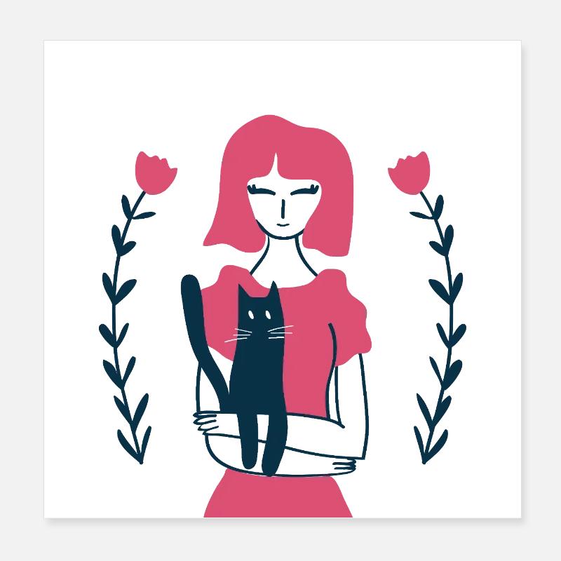 Complicité Féline Poster 20 x 20 cm