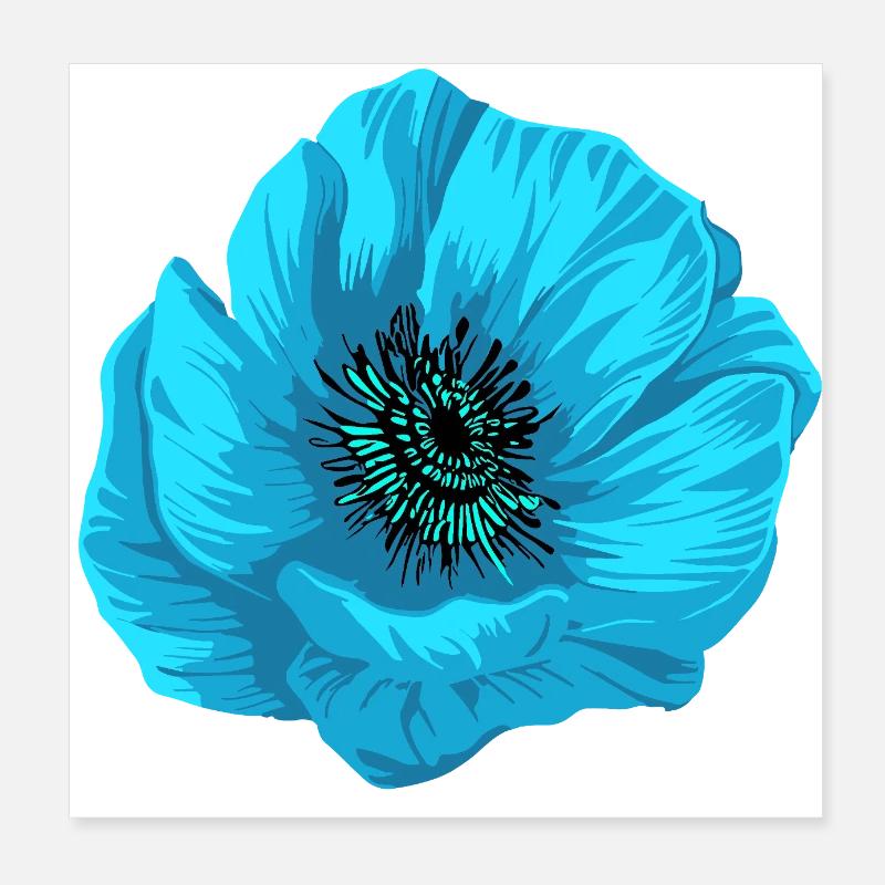 Blume blau Poster 20x20 cm