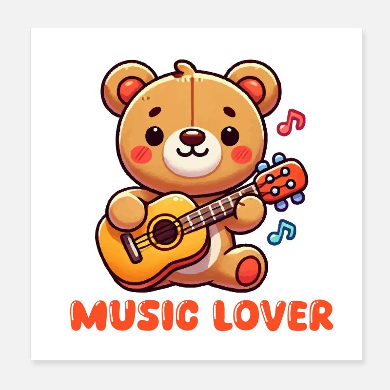 Teddy Bear Guitar Poster 8" x 8" (20x20 cm)