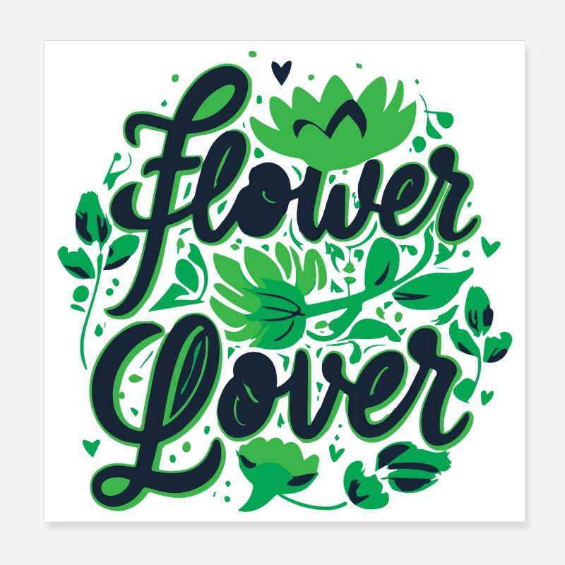 Blumenliebhaber Buntes Blumendesign Text Kunst Poster 20x20 cm