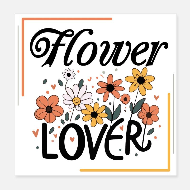 Blumenliebhaber Buntes Blumendesign Text Kunst Poster 20x20 cm