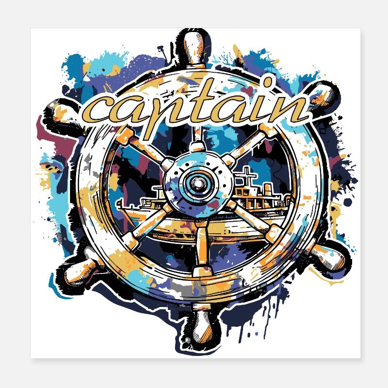 Permis de bateau Capitaine Skipper Poster 20 x 20 cm