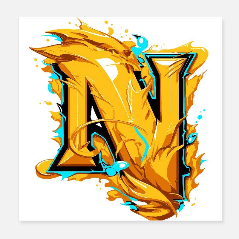 Anfangsbuchstabe Name N Poster 20x20 cm