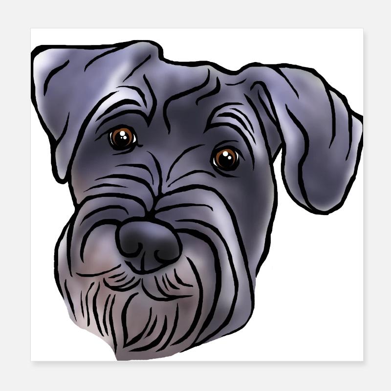Tête de schnauzer moyenne dans le style bande dessinée Poster 20 x 20 cm