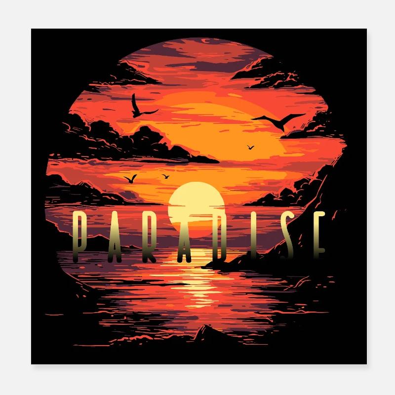 Paradies am Strand Dämmerung Poster 20x20 cm