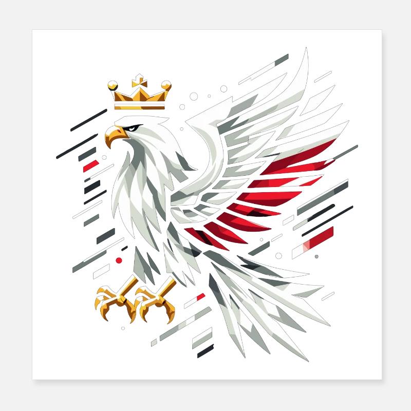 Pologne Polska Aigle Drapeau Géométrie Cadeau Poster 20 x 20 cm