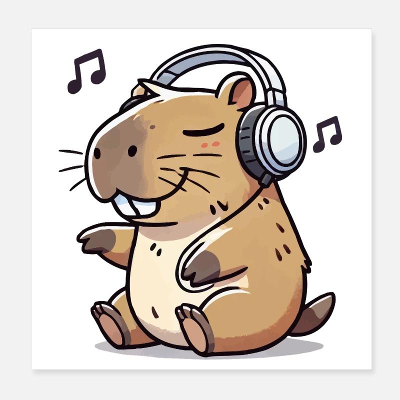 Capybara Music Poster 8" x 8" (20x20 cm)
