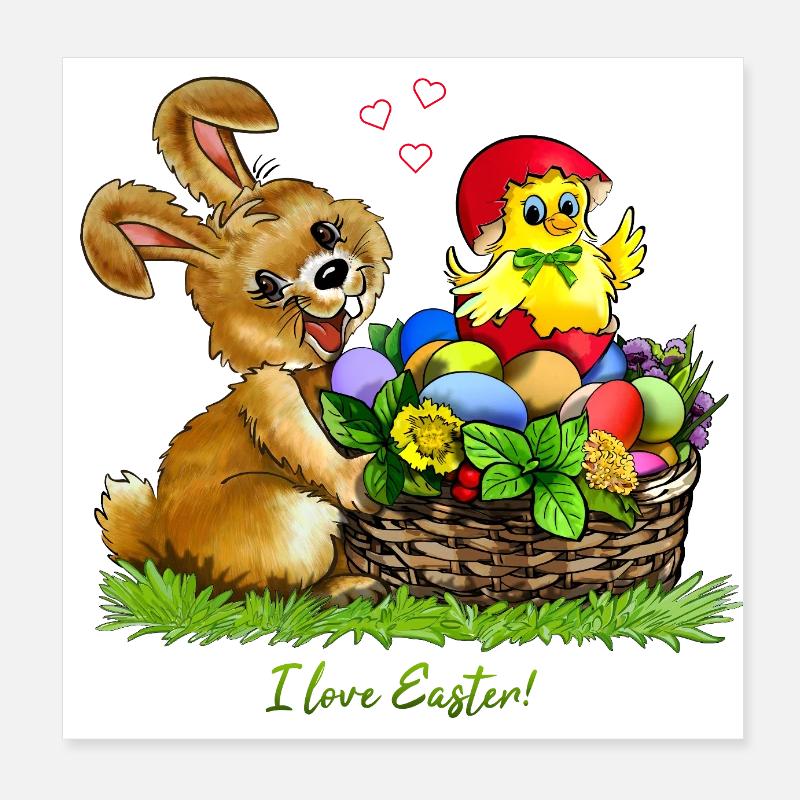 Panier de Pâques Poster 20 x 20 cm