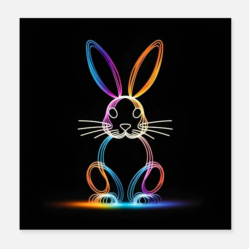 Leuchtender Hase Poster 20x20 cm
