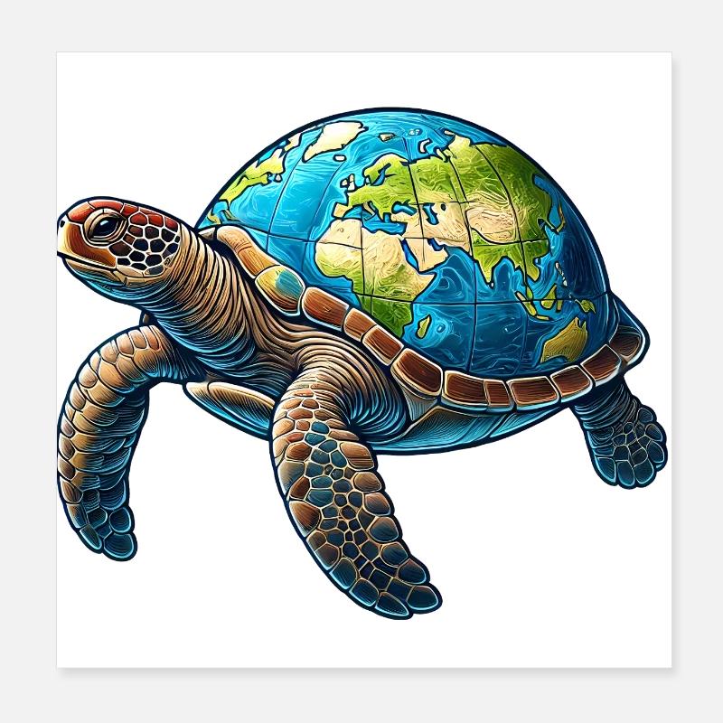Turtle Earth Day Poster 8" x 8" (20x20 cm)