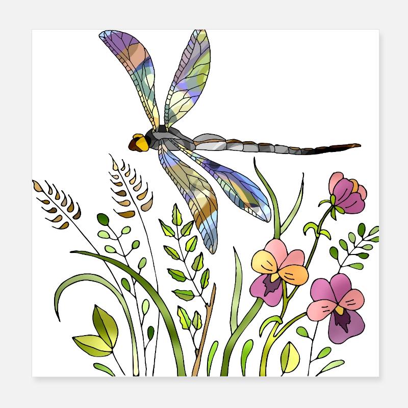 Libellule Poster 20 x 20 cm