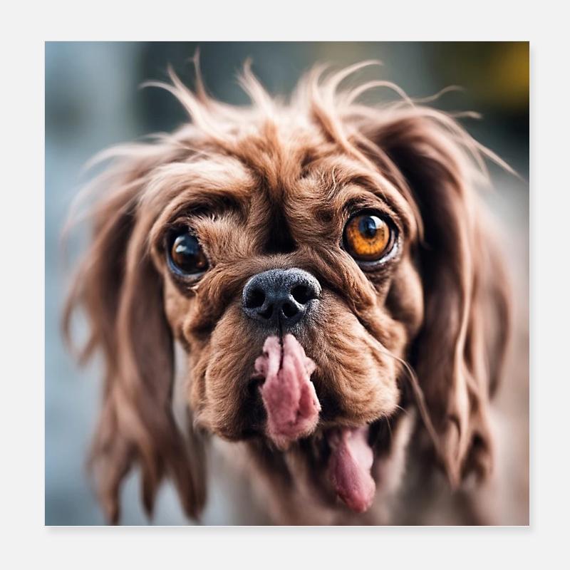 Hässlicher Hund - Poster 20x20 cm - Weiß