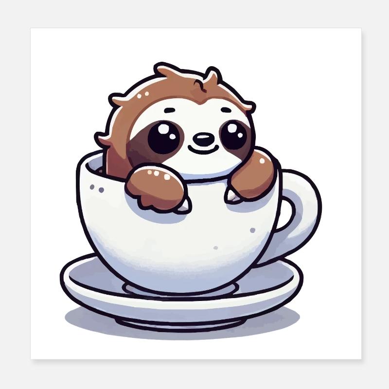 Faultier Kaffeetasse Poster 20x20 cm