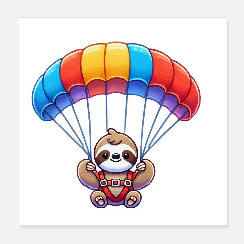 Sloth Parachute Poster 8" x 8" (20x20 cm)