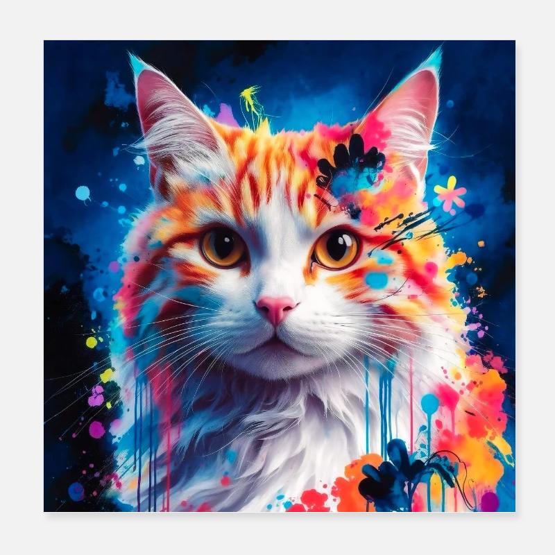 Kunstvolle Katze Poster 20x20 cm