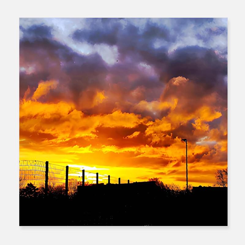 Coucher de soleil – Couleurs de feu dans le ciel du soir Poster 20 x 20 cm