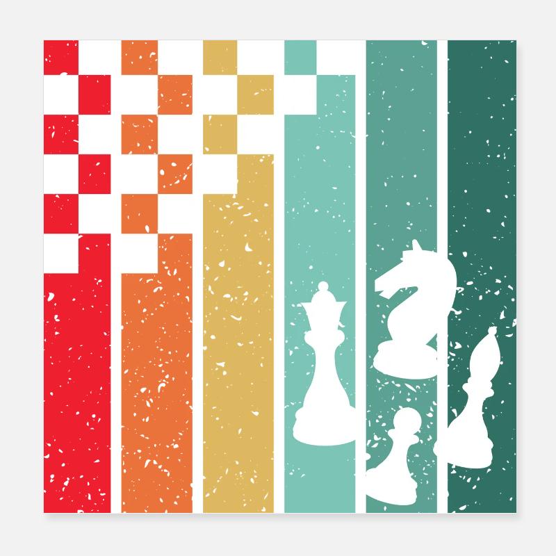 Échecs rétro - La passion colorée d’un joueur d’échecs Poster 20 x 20 cm